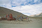 Ladakh - prayer flags along the road from Tso-Kar to Tso-Moriri lake